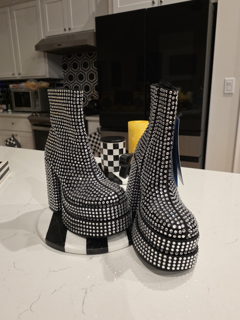 Steve Madden Black Rhinestone Platform Bootie